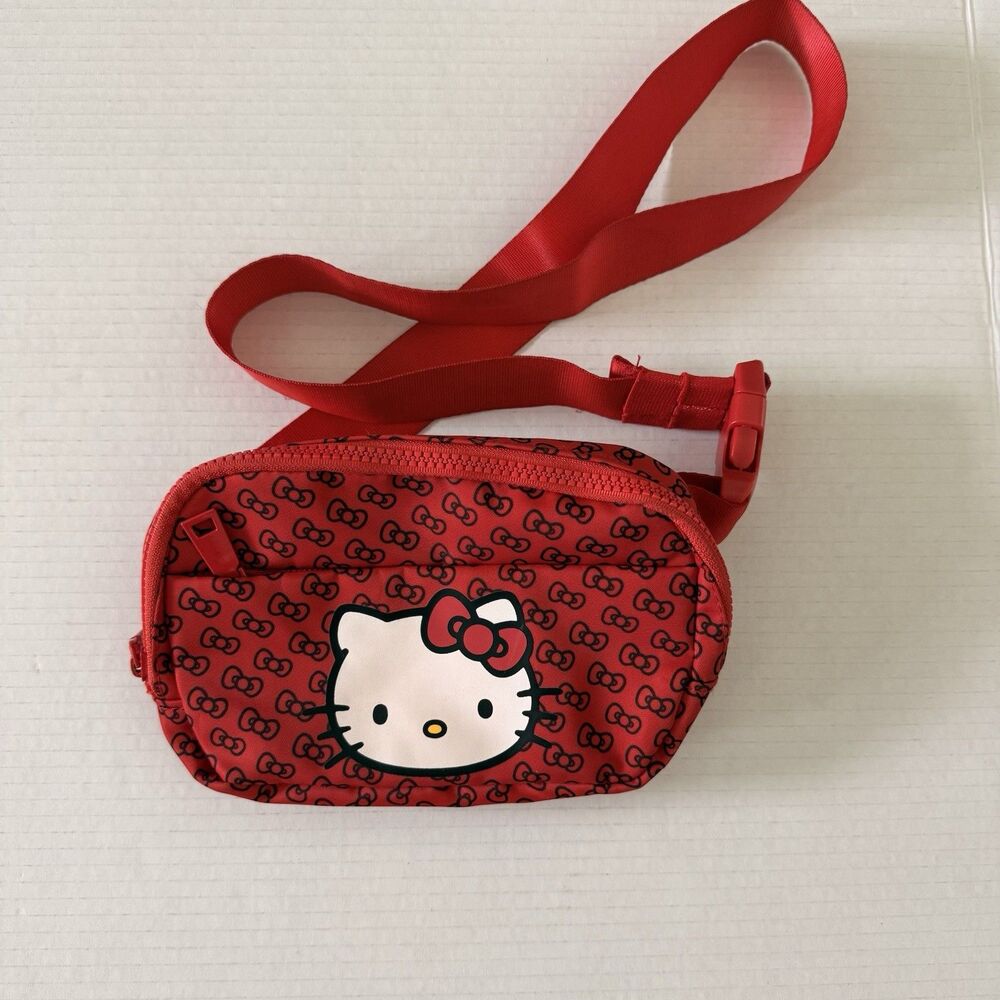 Sanrio Hello Kitty Face Red Black Bows Fanny Pack Waist Belt Crossbody Bag